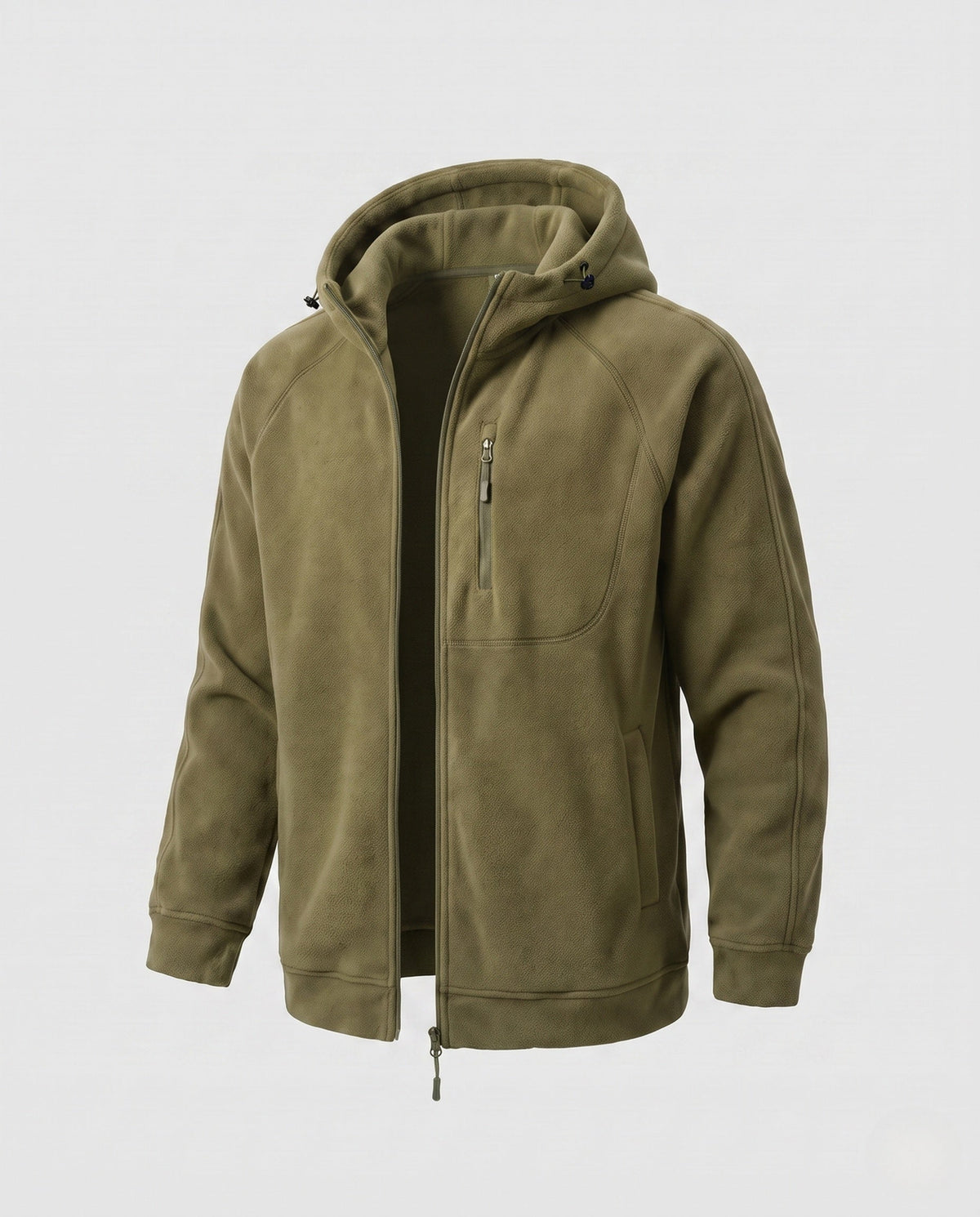 Men's fleece hoodie jacket in Khaki