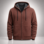 Full-Zip Fleece-Lined Knit Hoodie - studio flat lay