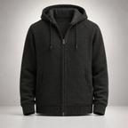 Full-Zip Fleece-Lined Knit Hoodie - studio flat lay