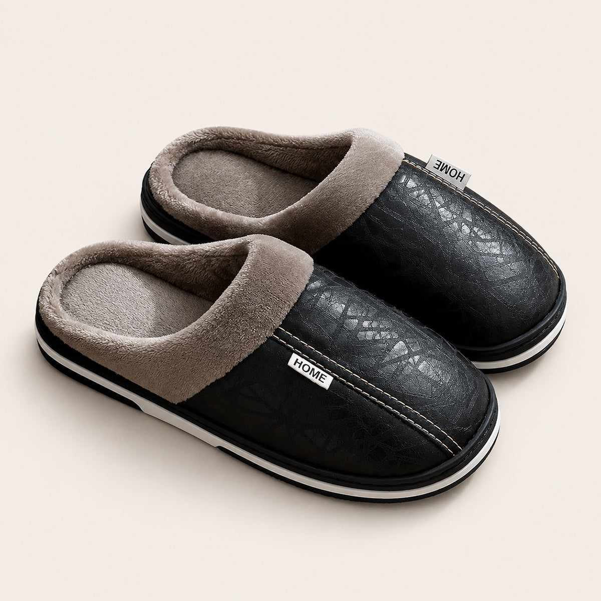 Men's Fur-Lined Leather Mule Clogs