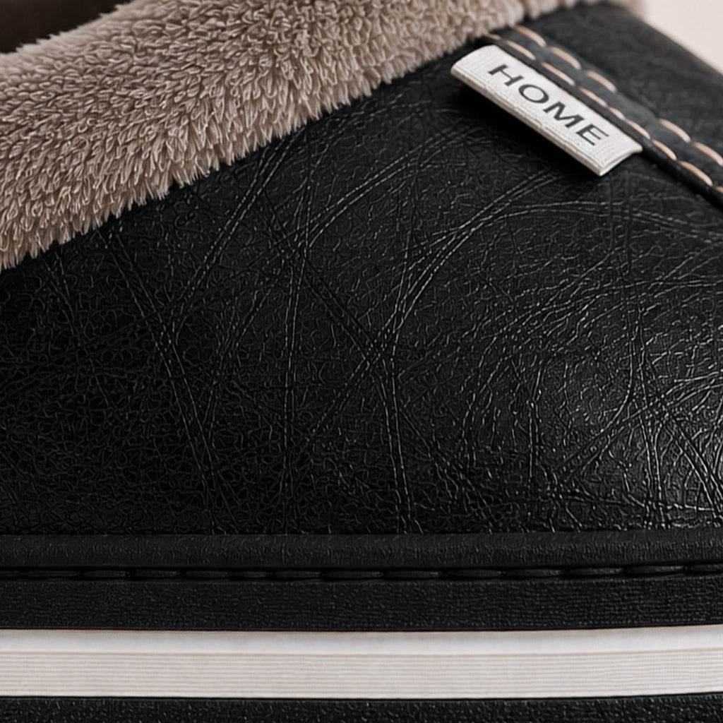 Men's Fur-Lined Leather Mule Clogs