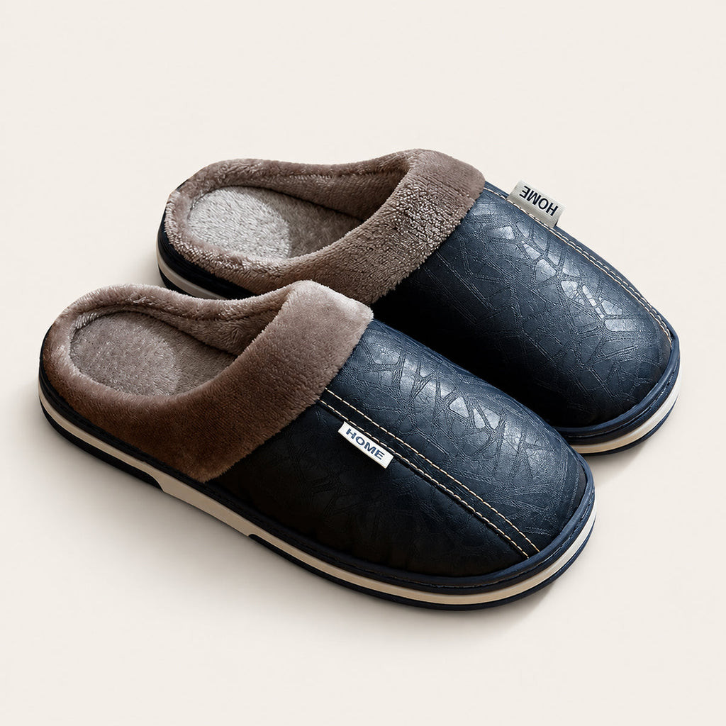 Men's Fur-Lined Leather Mule Clogs