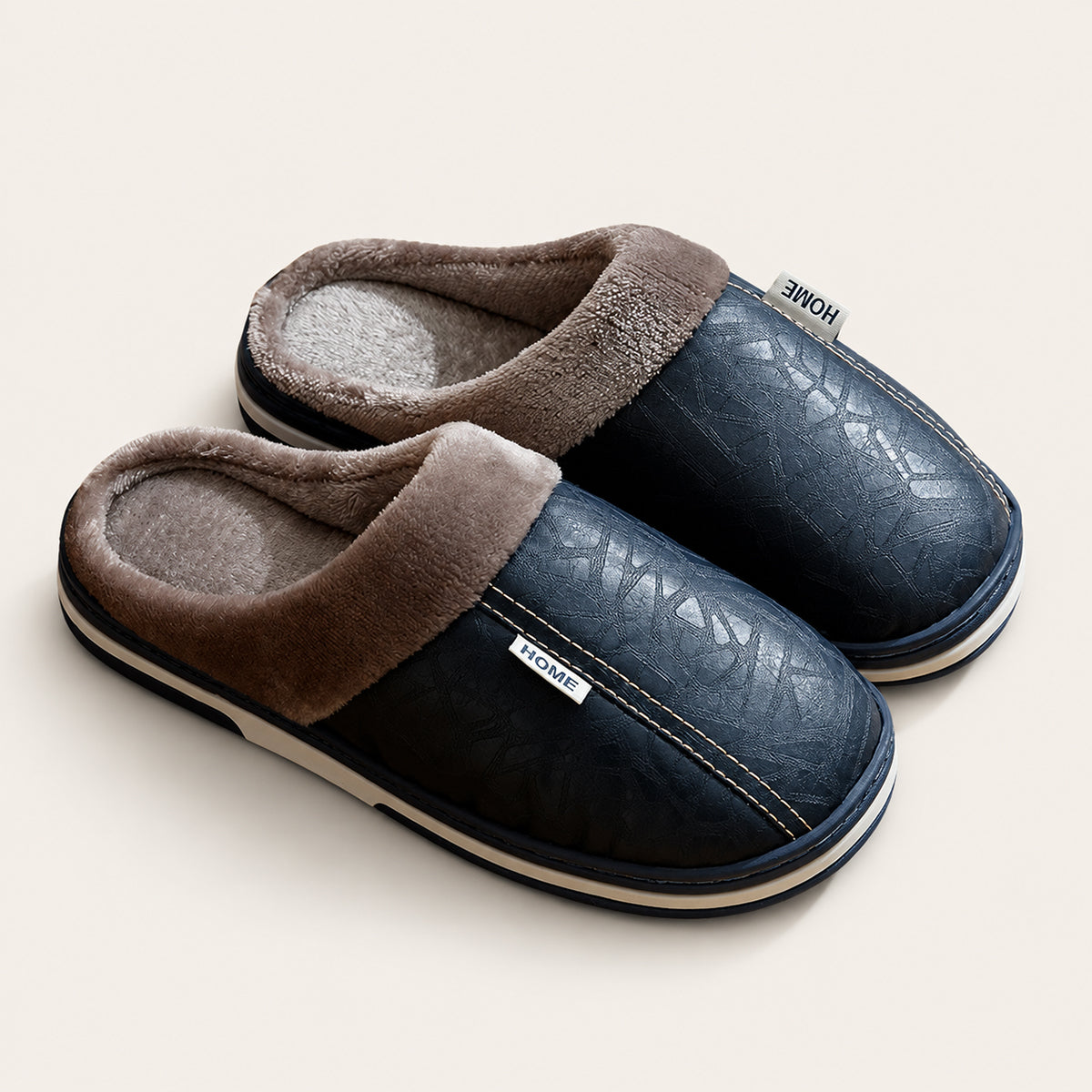 Men's Fur-Lined Leather Mule Clogs