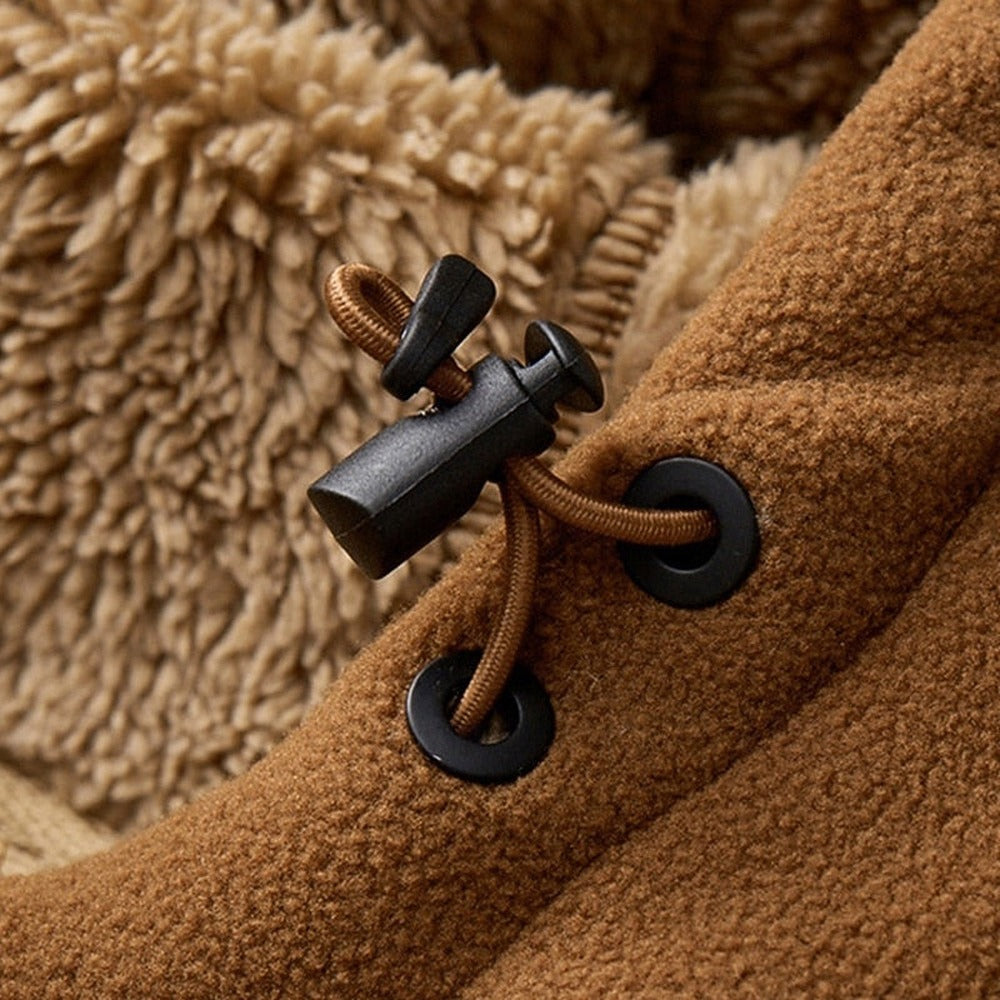 Men's hooded fleece-lined jacket - detail view