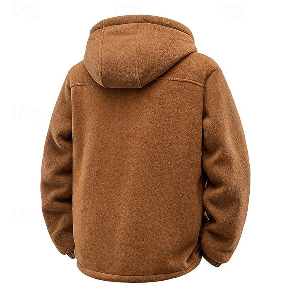 Men's hooded fleece-lined jacket - detail view