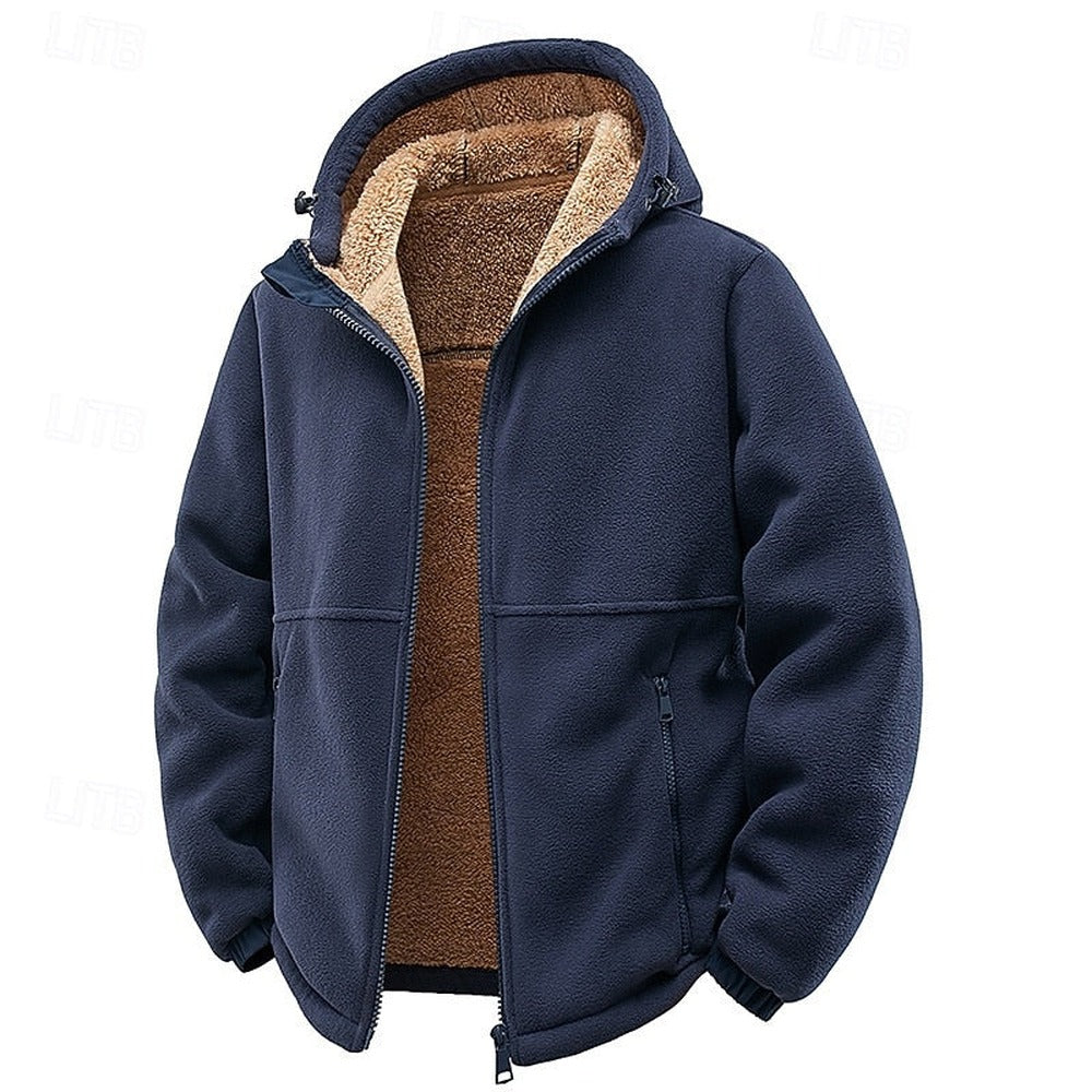 Men's hooded fleece-lined jacket - Blue