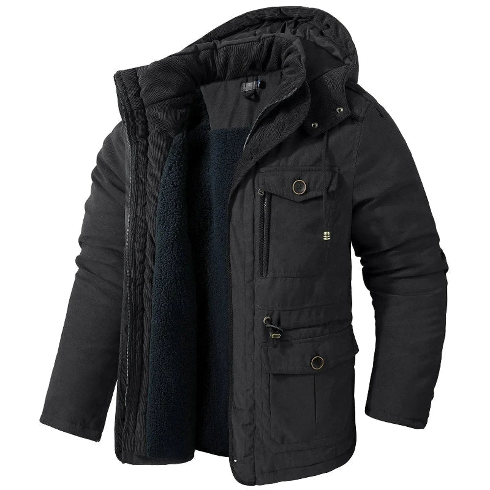 Men's Hooded Winter Parka - Black