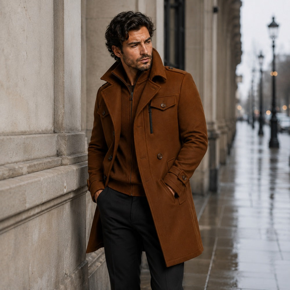 Camden Oakes insulated field coat, detail view