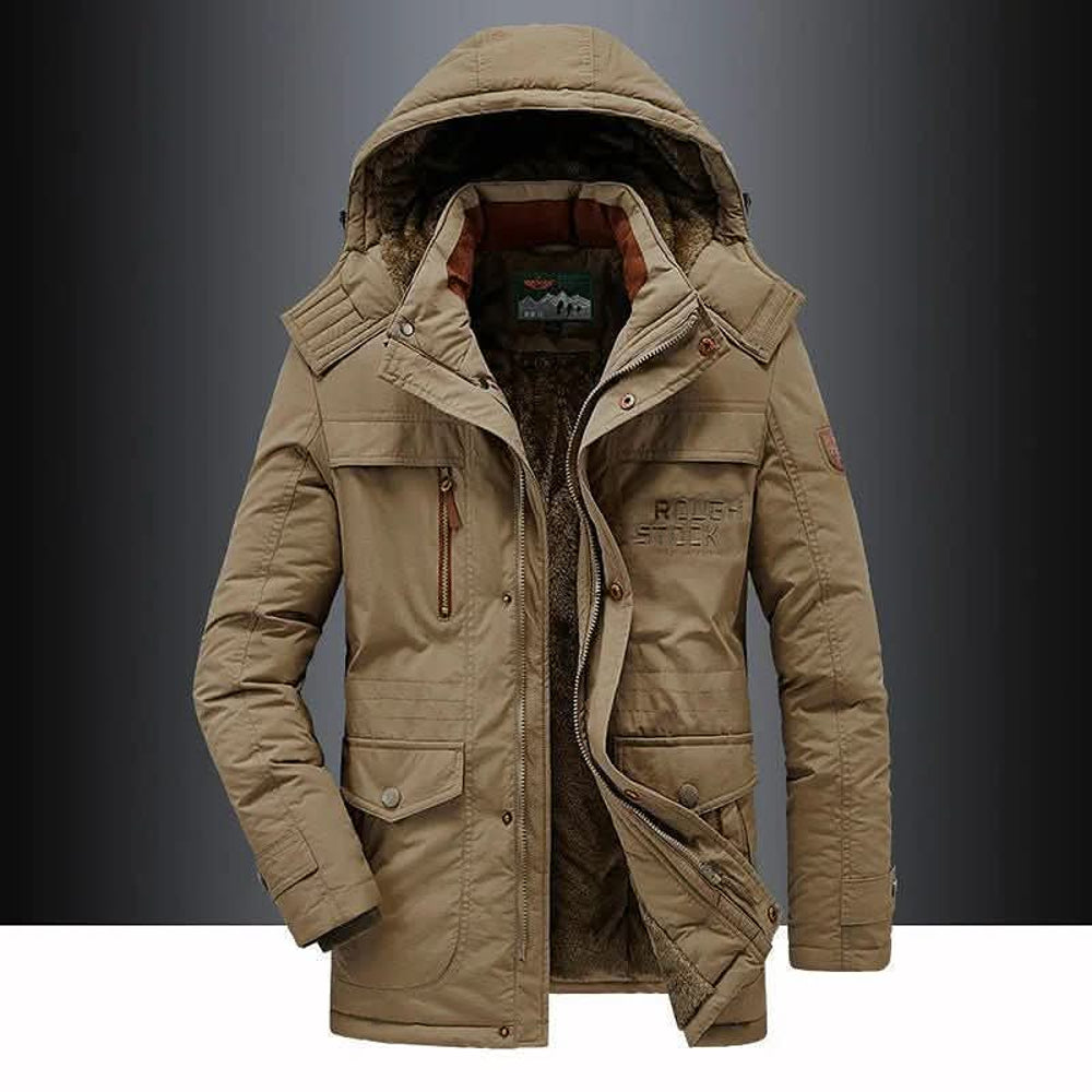 Men's Insulated Hooded Winter Parka - Brown
