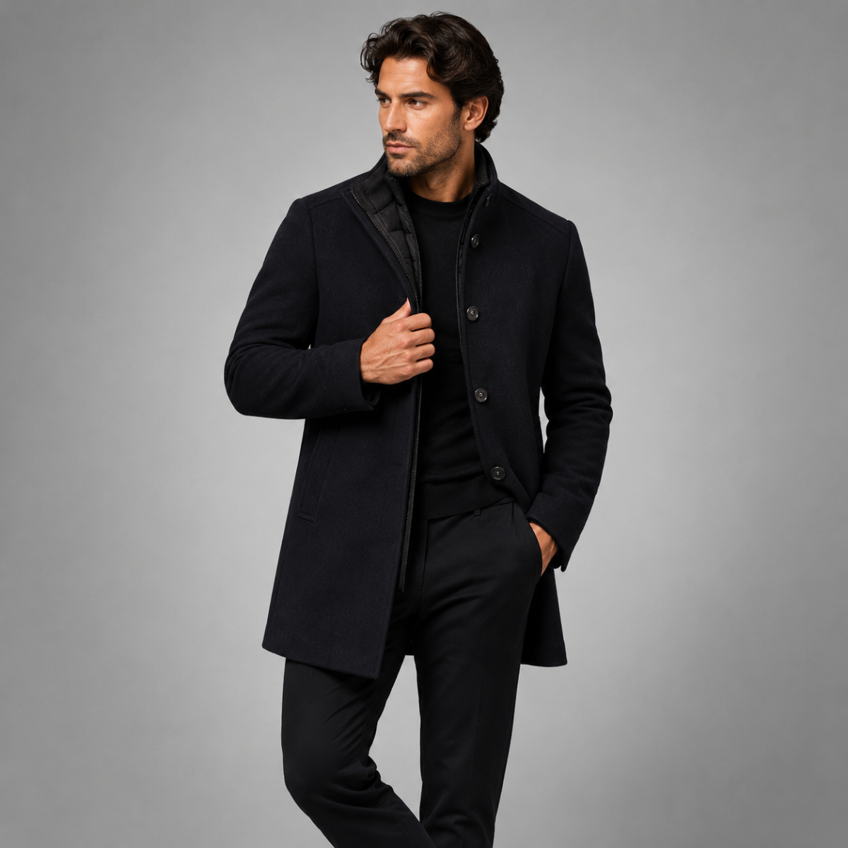 Winslow & Hart Men's Wool Blend Overcoat - detail