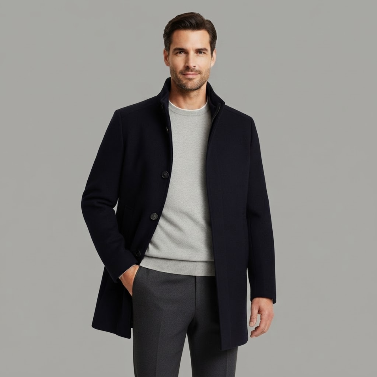 Winslow & Hart Men's Wool Blend Overcoat - detail