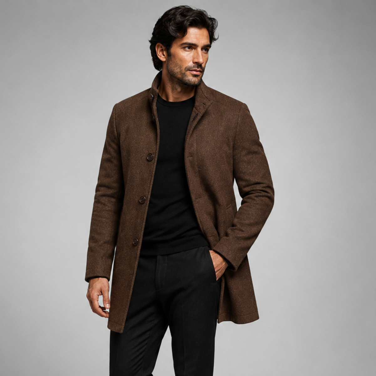 Winslow & Hart Men's Wool Blend Overcoat - Black