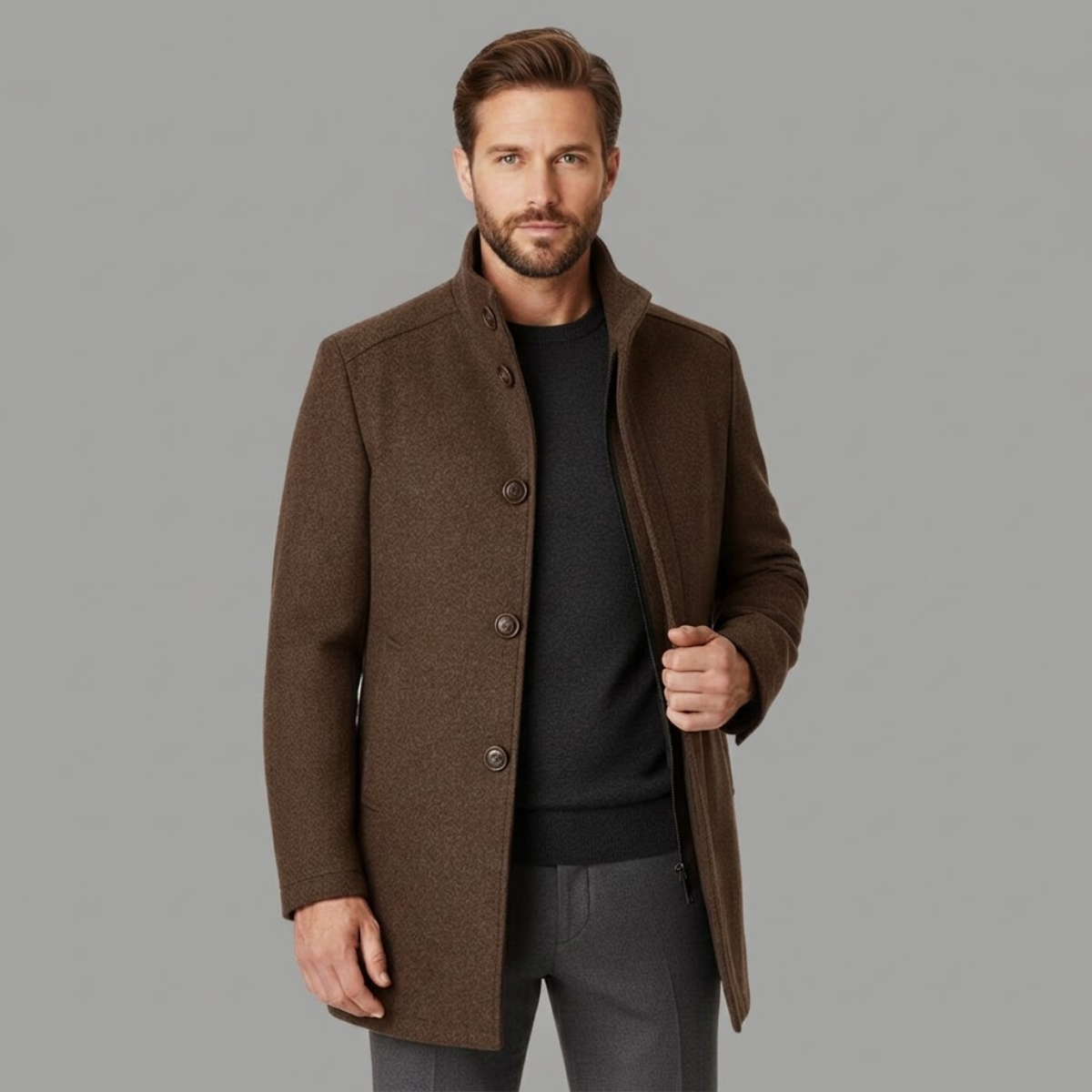 Winslow & Hart Men's Wool Blend Overcoat - Navy Blue