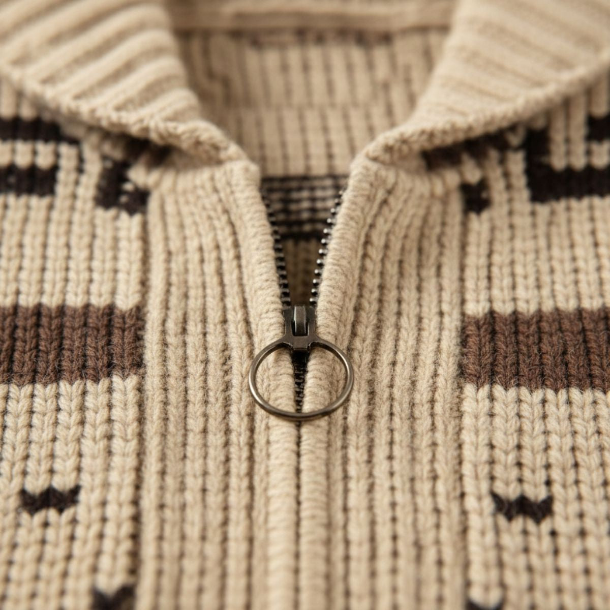 Men's Jacquard Shawl Collar Cardigan - detail