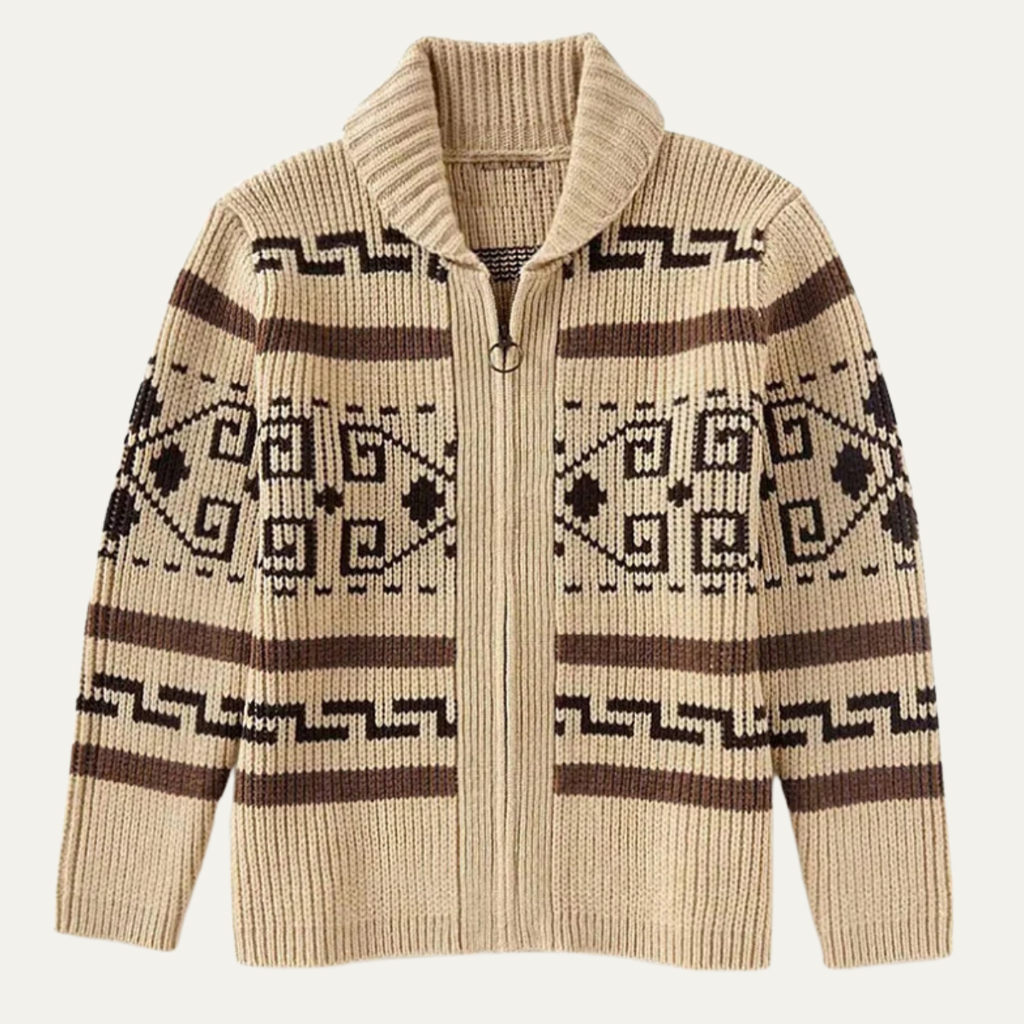 Men's Jacquard Shawl Collar Cardigan - detail