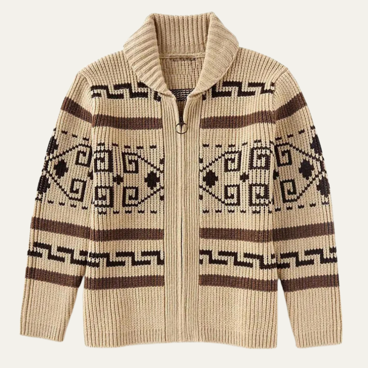 Men's Jacquard Shawl Collar Cardigan - detail