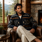 Men's Jacquard Shawl Collar Cardigan - detail