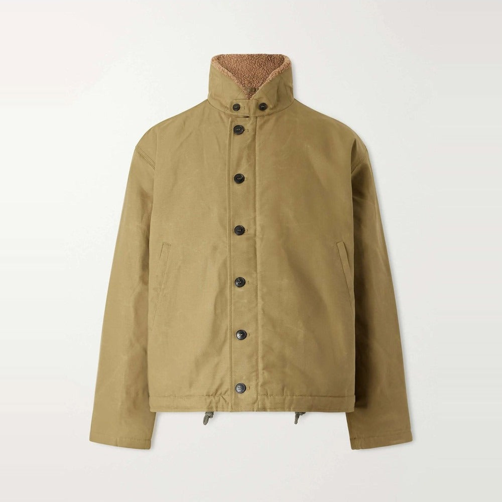 Men's Khaki Cotton Deck Jacket with Wool Lining