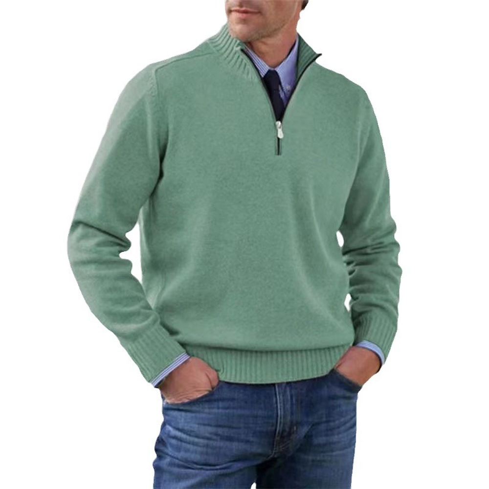 Men's Lightweight Zip-Up Knit Sweater - Green