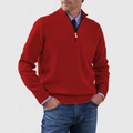 Men's Lightweight Zip-Up Knit Sweater - Red
