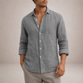 Men's Linen Button-Down Shirt - Grey
