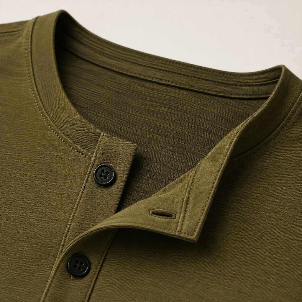 Men's long sleeve cotton polo shirt, smart-casual style, on-model