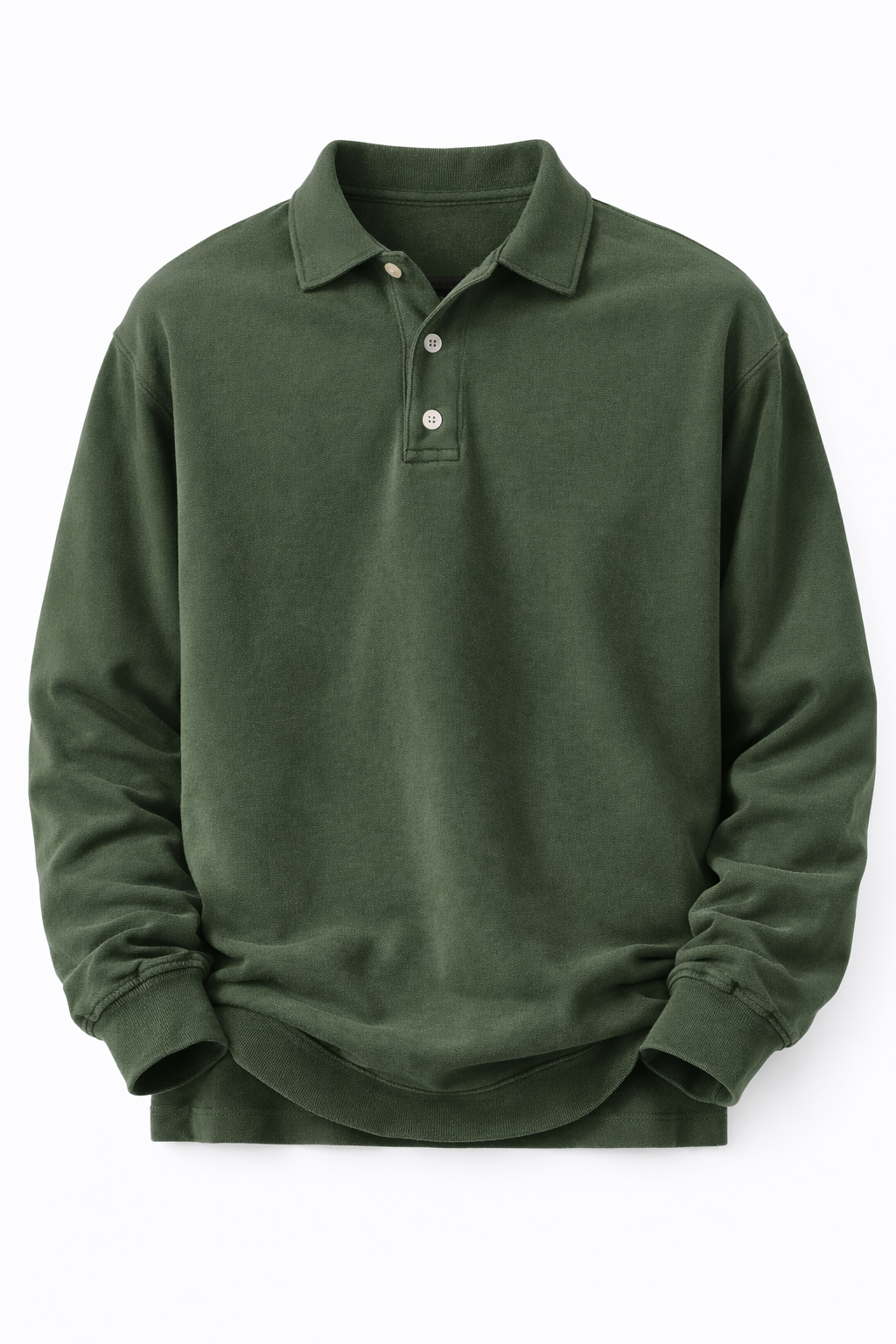 Men's Long Sleeve Polo Shirt - Dark Green