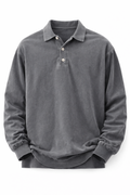 Men's Long Sleeve Polo Shirt - Grey