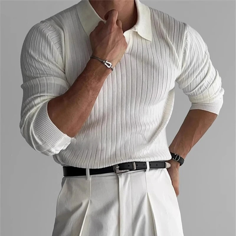 Men's Long Sleeve V-Neck Polo - detail