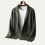 Men's Merino Wool Notch Collar Cardigan - detail