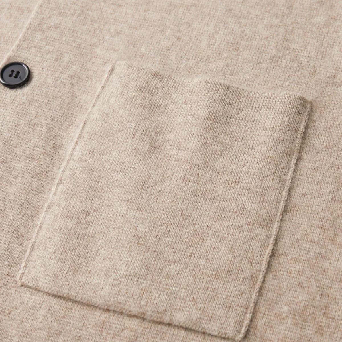 Men's Merino Wool Notch Collar Cardigan - detail