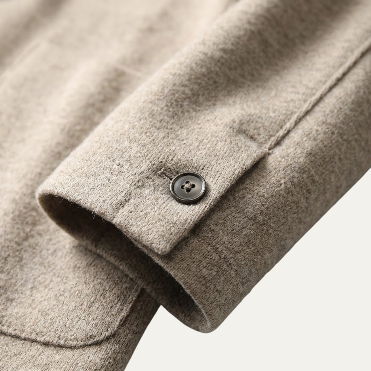 Men's Merino Wool Notch Collar Cardigan - detail