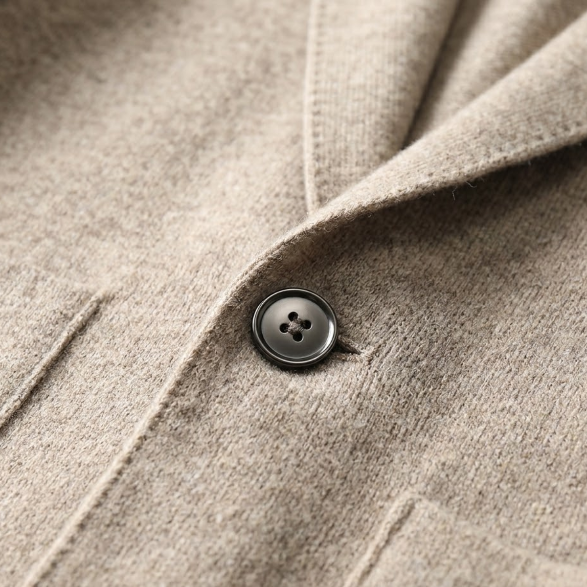 Men's Merino Wool Notch Collar Cardigan - detail