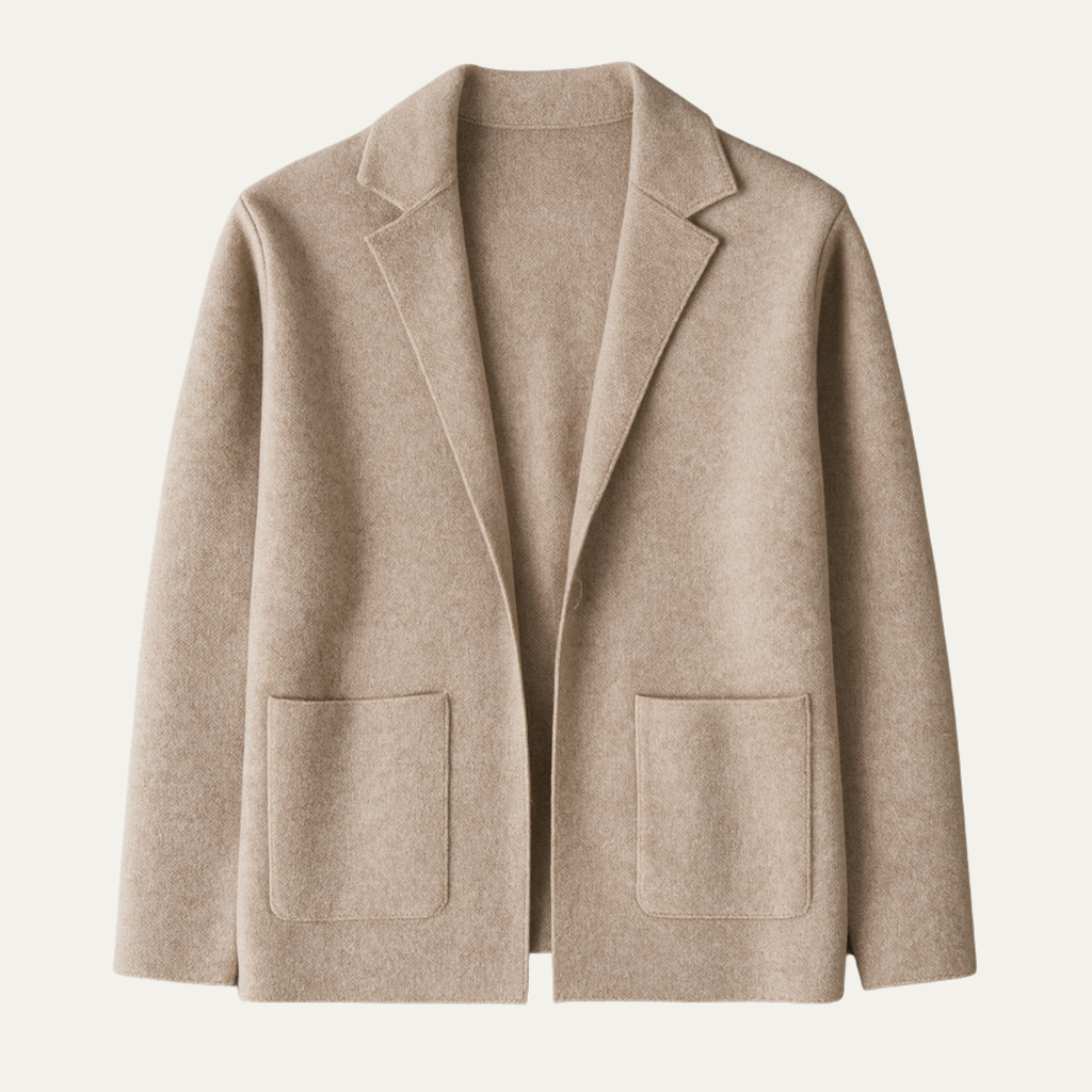 Men's Merino Wool Notch Collar Cardigan - detail