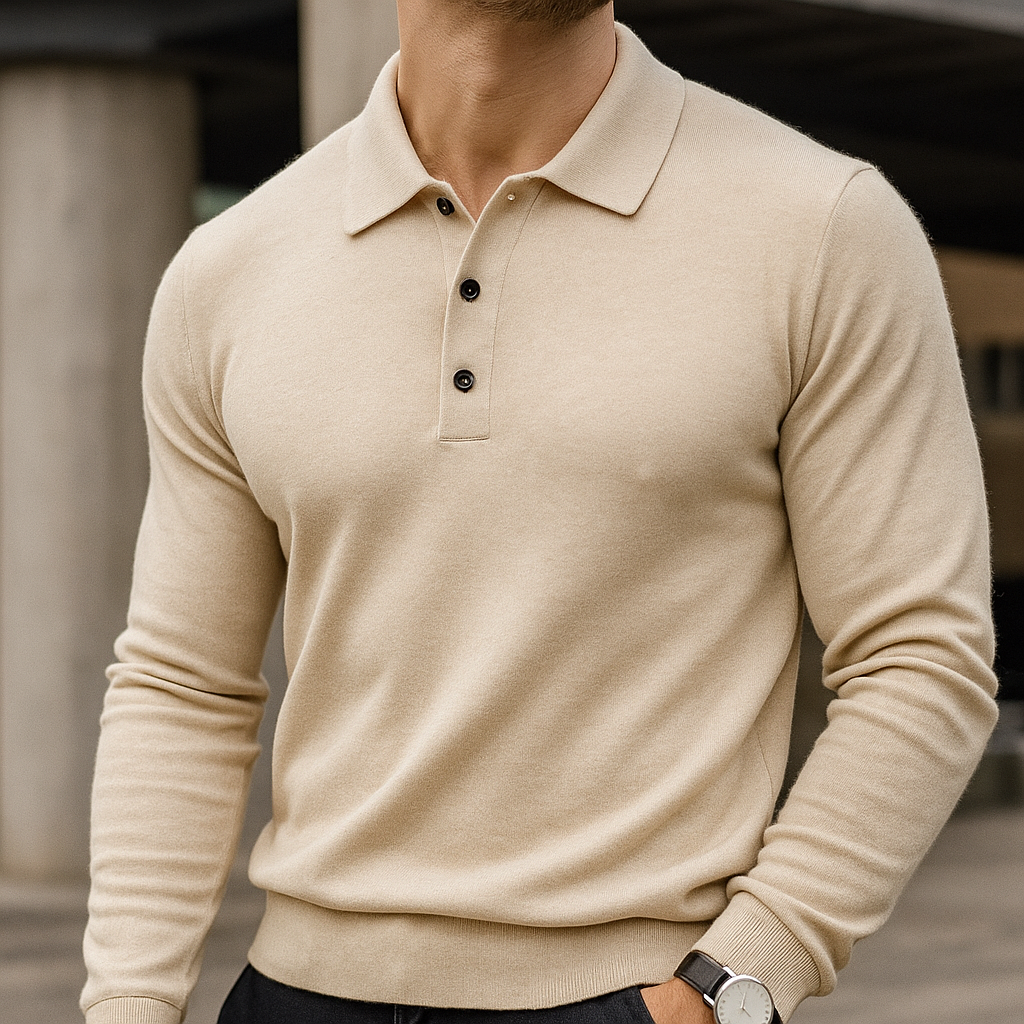 Men's Merino Wool Polo Shirt - Cream