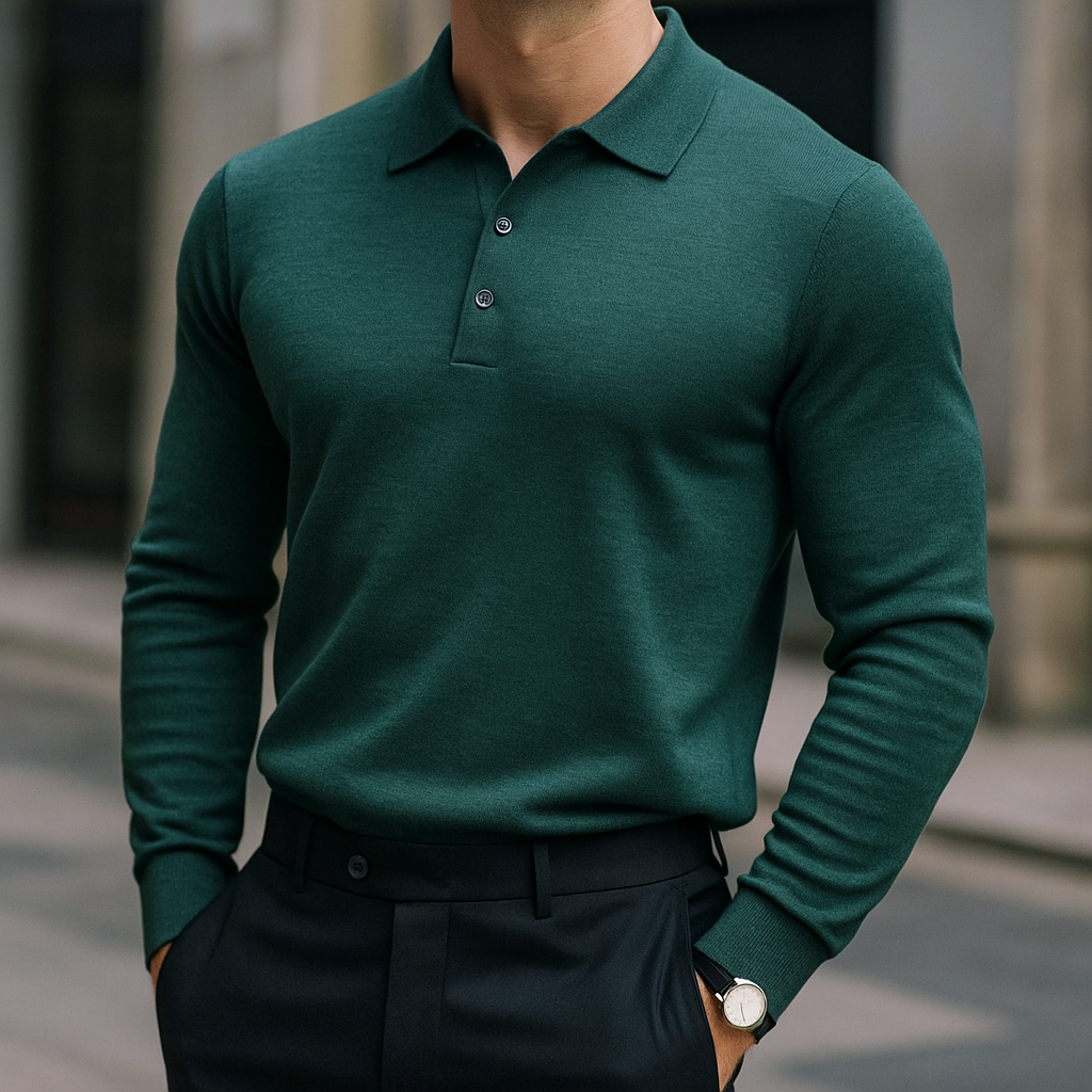 Men's Merino Wool Polo Shirt - Green