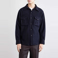 Men's Navy Wool-Blend Overshirt - on model