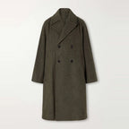 Men's Olive Double-Breasted Wool-Blend Overcoat
