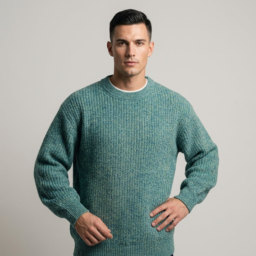 Men's Oversized Ribbed Knit Crewneck Pullover - front view