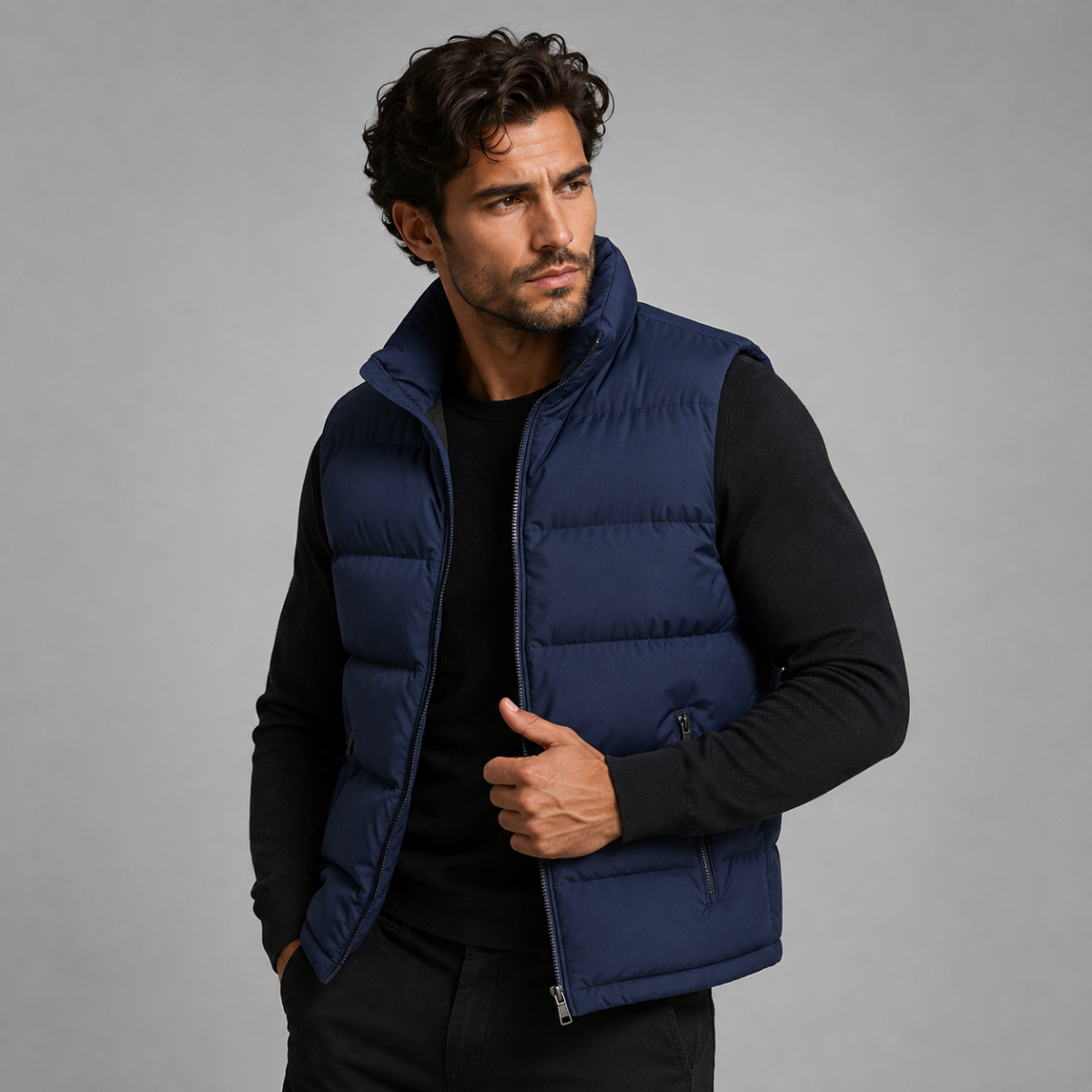 Men's Padded Puffer Vest in Blue