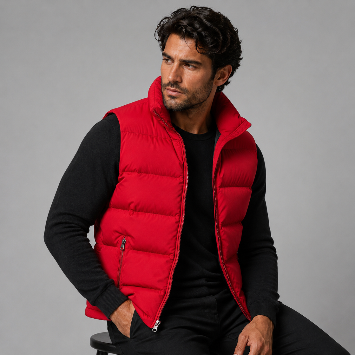 Men's Padded Puffer Vest in Red
