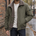 Men's Pile-Lined Pilot Jacket - Army Green - on model