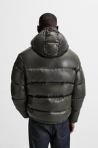 Men's green quilted puffer jacket, alternate view
