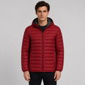 Men's Quilted Hooded Jacket - Brick Red - on model