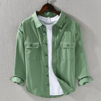 Hartwell & Co Men's Relaxed Fit Cotton Overshirt - Green