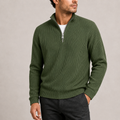 Olive Green - Norwick & Bell Ribbed Quarter-Zip Sweater