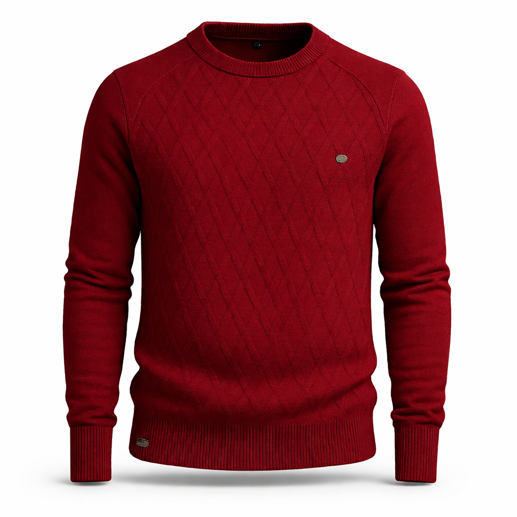 Men's Round Neck Sweater - Bordeaux