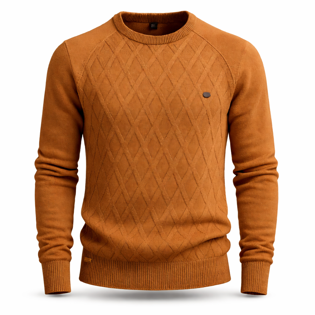 Men's Round Neck Sweater - Orange