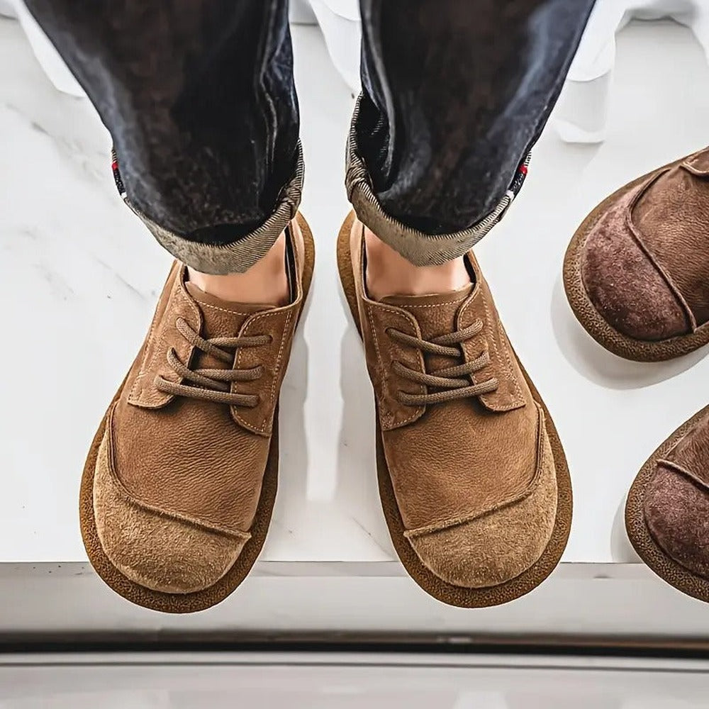 Men's Lace-Up Casual Shoes - Khaki - on model