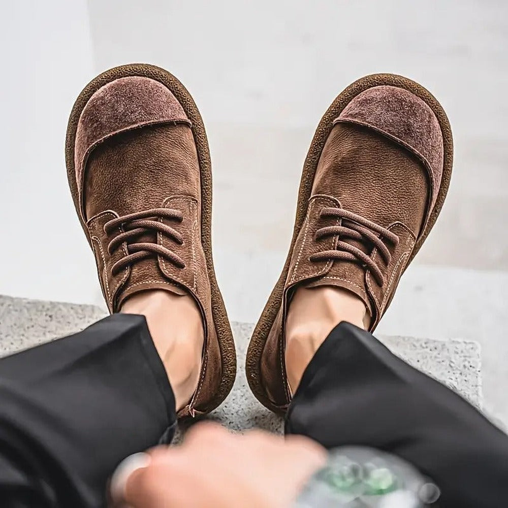 Men's Lace-Up Casual Shoes - Brown - on model